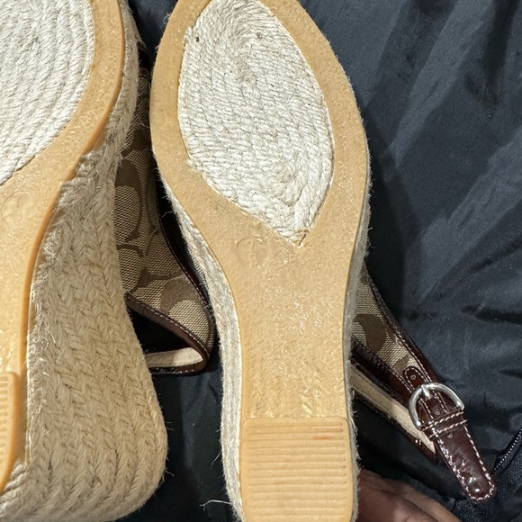Coach Kara Brown Logo Espadrilles Wedge Sandals A3552 Size 7 53# - Picture 5 of 6